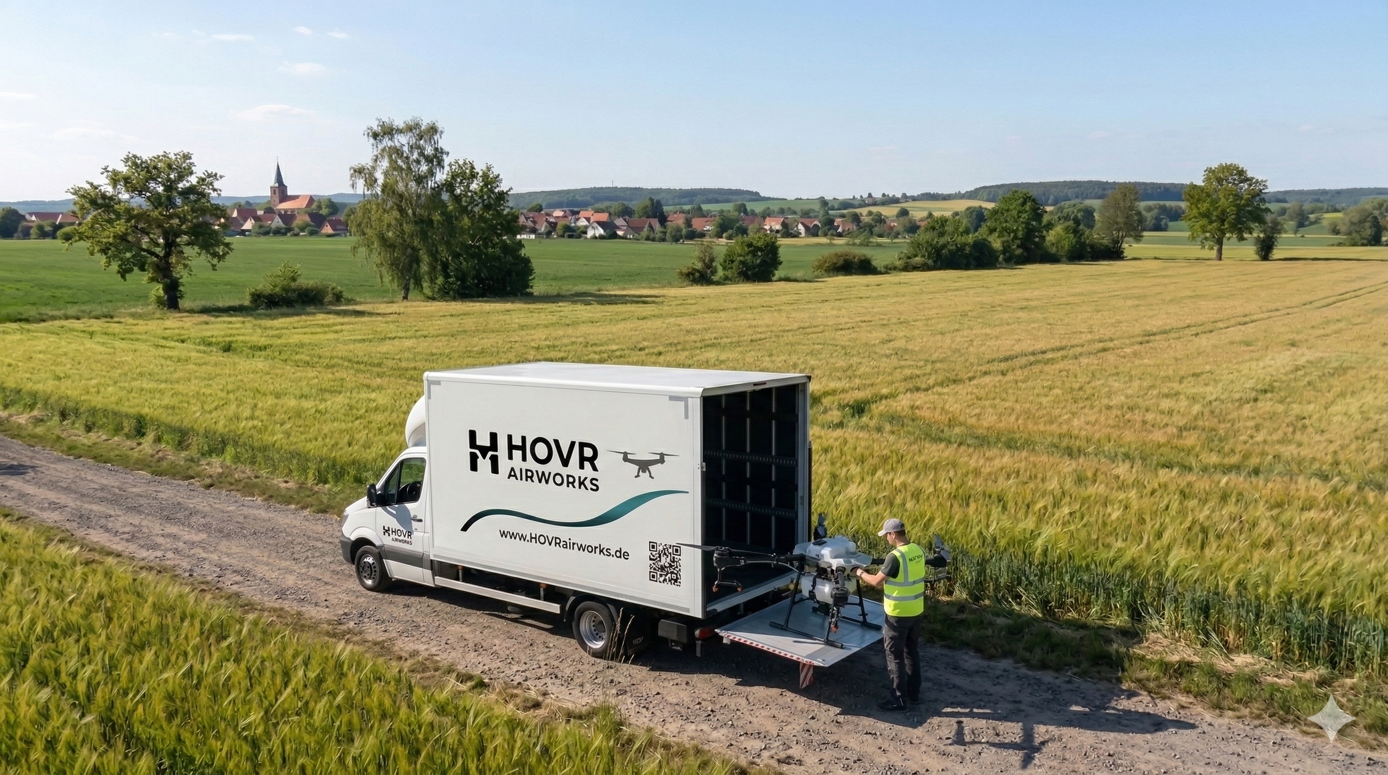 HOVR Airworks Transporter am Feldrand in Sachsen-Anhalt